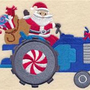 Tractor Towel - Santa Towel Christmas Towel - Embroidered Towel  - Hand Towel - Bath Towel - Fingertip Towel - Apron-Kitchen Towel