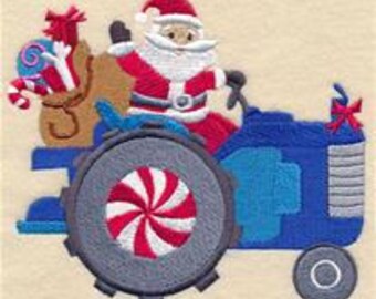 Tractor Towel - Santa Towel Christmas Towel - Embroidered Towel  - Hand Towel - Bath Towel - Fingertip Towel - Apron-Kitchen Towel