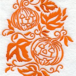 Pumpkin Towel Embroidered Towel Halloween Towel Damask Towel Hand Towel Bath Towel Apron Fingertip Towel-Kitchen Towel image 1