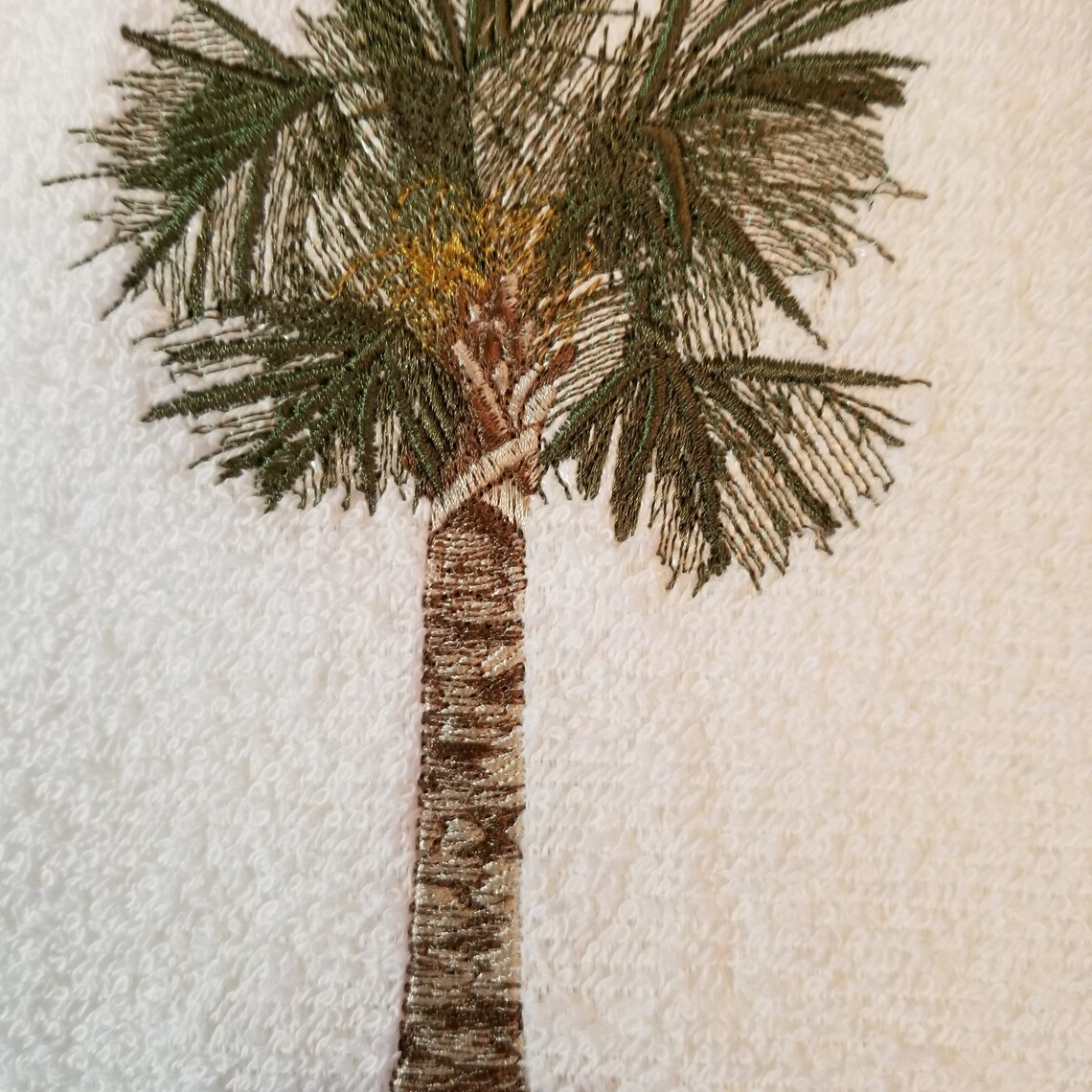 Embroidered Palm Tree Palmetto Tree Towel Hand Towel Etsy