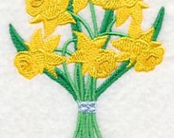 Daffodil Towel - Embroidered Towel - Pretty Daffodil Bouquet-Hand Towel - Bath Towel  - Apron - Fingertip Towel-Kitchen Towel