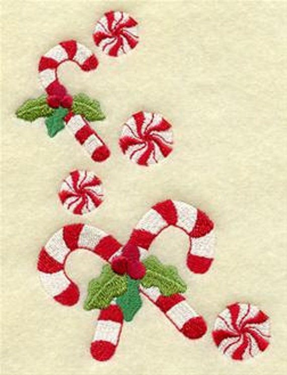 Candy Canes Towel Christmas Towel Embroidered Towel Flour Etsy