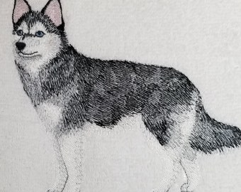 Husky Dog SET OF 2 BATH HAND TOWELS EMBROIDERED BY LAURA Husky Dog SET OF 2 BATH HAND TOWELS EMBROIDERED BY LAURA