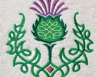 Celtic Knot Towel -St Patrick's Day Towel - Celtic Knot Thistle -Embroidered Towel - -Hand Towel-Bath Towel -Apron-Fingertip-Kitchen Towel