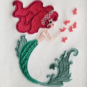 Mermaid Towel -  Embroidered Towel  - Hand Towel - Bath Towel - Apron - Fingertip Towel-Kitchen Towel