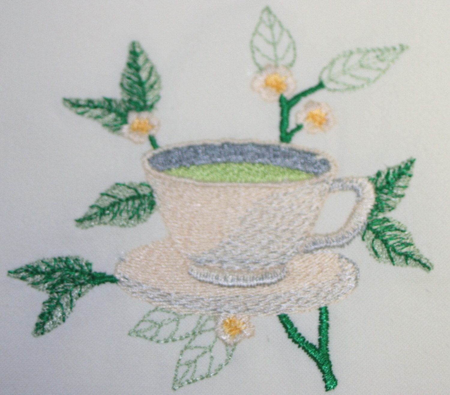 Colored Glass Tea Cup Green Cup & Tea Towel by Art of Tea