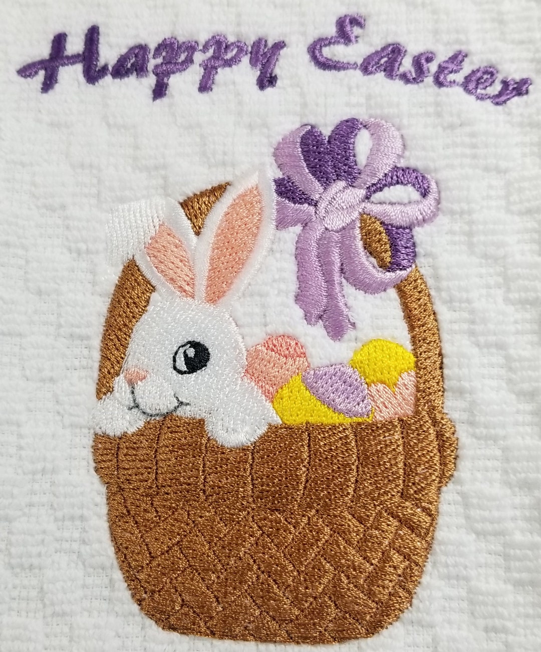 Easter Towel Embroidered Easter Bunny Towel Easter Basket Towel Hand