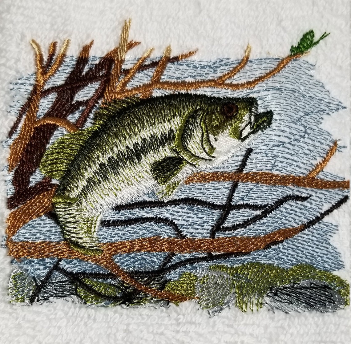 Fishing Towel Embroidered Towel Fish Towel Large Mouth Etsy