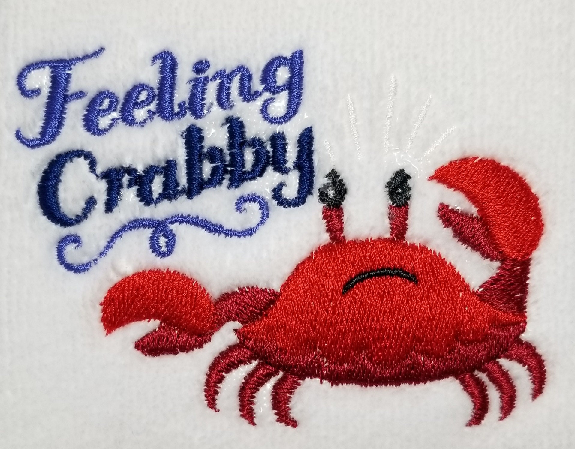 カニ柄タオル - カニ - カニ刺繍入りタオル - ハンドタオル - バス