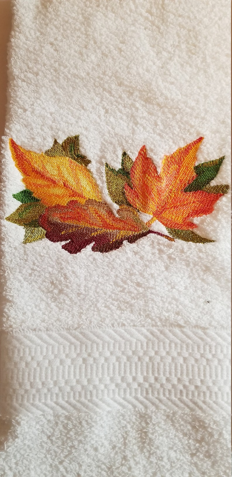Autumn Towel Leaves Towel Embroidered Towel Hand Towel Bath Towel Apron-Kitchen Towel image 2