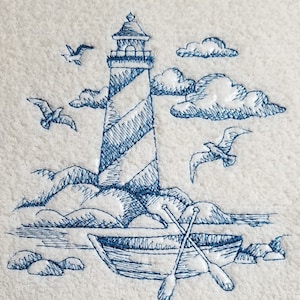 Lighthouse Towel - Embroidered Towel  - Hand Towel - Bath Towel - Apron - Fingertip Towel-Kitchen Towel