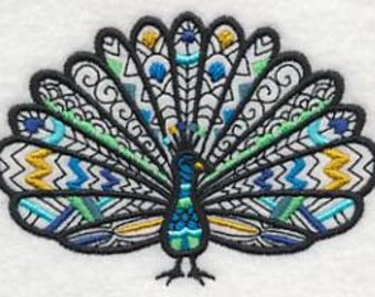 Peacock Towel - Embroidered Towel - Peacock - Hand Towel - Embroidered Bath Towel - Apron- Fingertip Towel-Kitchen Towel