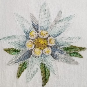 Edelweiss Towel Embroidered Towel Flower Towel Watercolor Hand Towel Bath Towel Fingertip Towel Apron-Kitchen Towel image 1