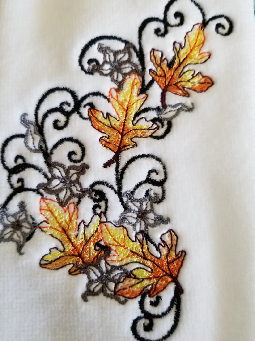 Autumn Towel Leaves Towel Halloween Towel Hand Towel Embroidered Bath