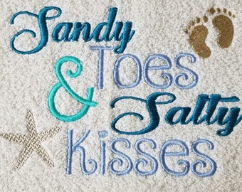 Embroidered Starfish Towel – Sandy Toes Salty Kisses Beach Decor