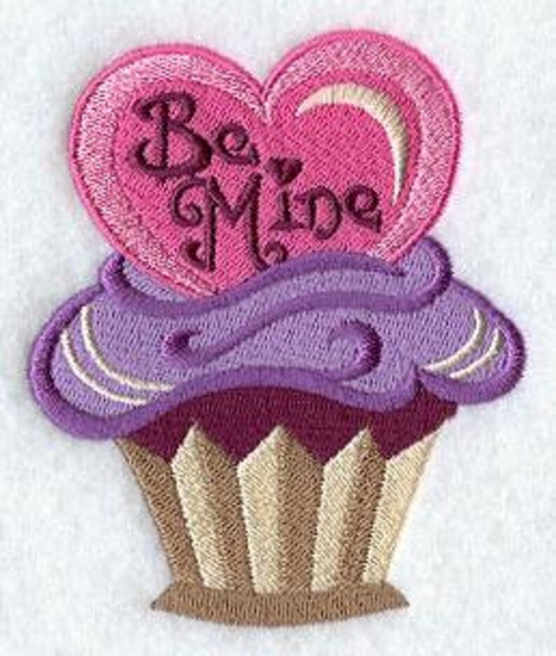 Embroidered Valentine Towel Cupcake Towel Be Mine Cupcake Hand Towel Bath Towel Apron Fingertip Towel-Kitchen Towel image 1