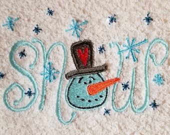 Snowman Towel- Christmas Towel - Snow Towel - Embroidered Towel  - Hand Towel - Bath Towel - Fingertip Towel - Apron - Kitchen Towel