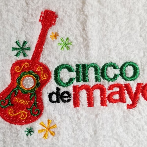 Serviette Cinco de Mayo - Serviette pour guitare - Serviette brodée - Serviette à main - Serviette de bain - Tablier - Serviette du bout des doigts - Serviette de cuisine