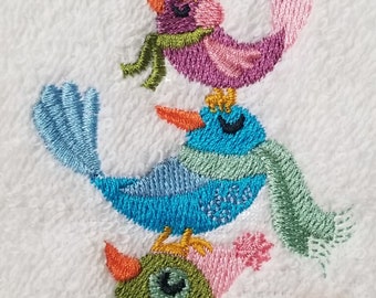 Bird Towel - Christmas Towel - Embroidered Towel  - Hand Towel - Bath Towel - Fingertip Towel - Apron-Kitchen Towel