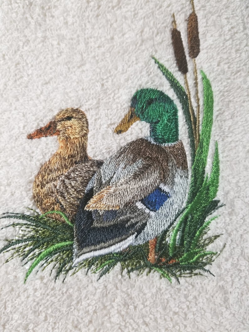 Mallard Towel Duck Towel Embroidered Towel Hand Towel Etsy