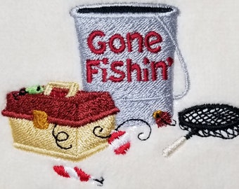 Fishing Towel - Embroidered Towel - Fishing Tackle  - Hand Towel - Bath Towel - Apron - Fingertip Towel-Kitchen Towel