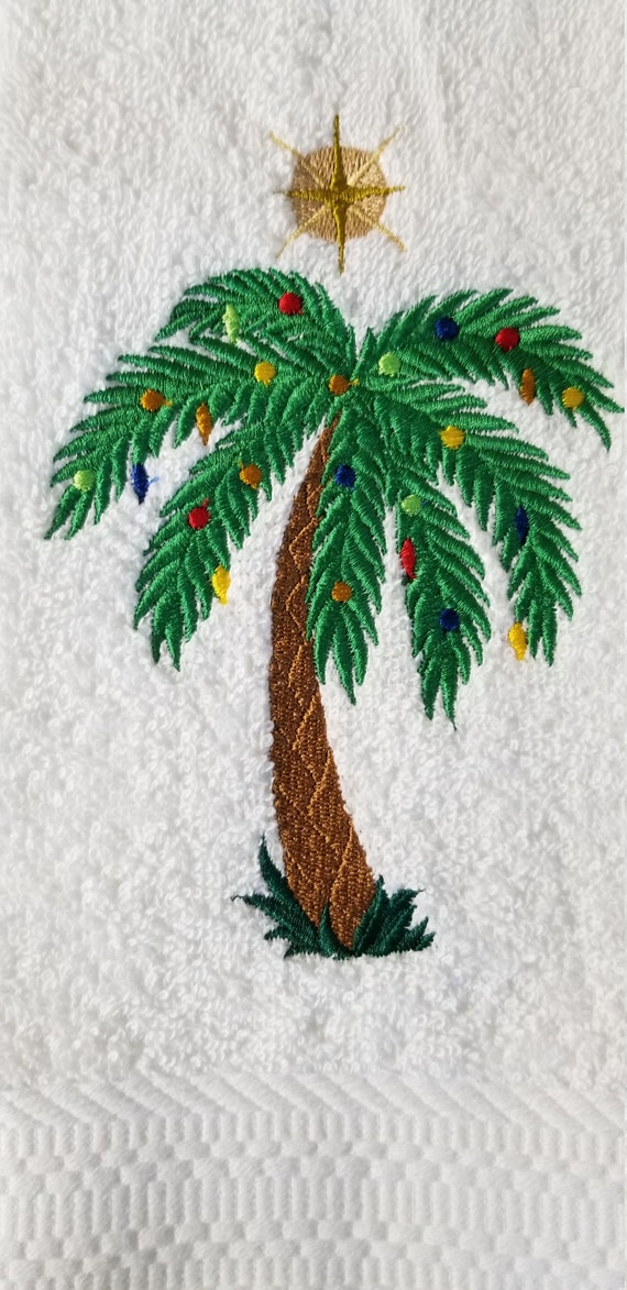 Palm Tree Towel Embroidered Towel Christmas Towel Hand Towel Bath Towel Fingertip Towel Apron kitchen Towel Etsy Australia