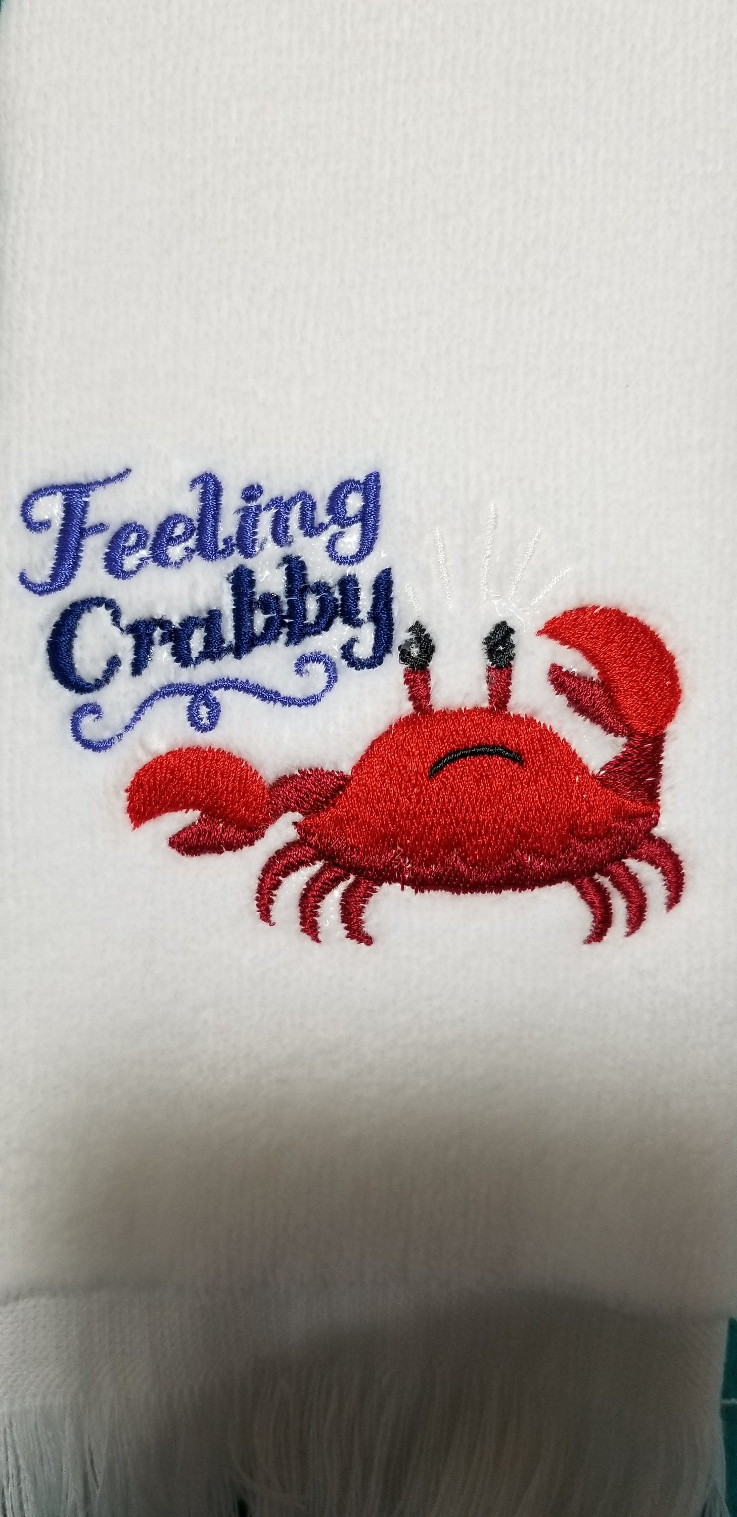 カニ柄タオル - カニ - カニ刺繍入りタオル - ハンドタオル - バス