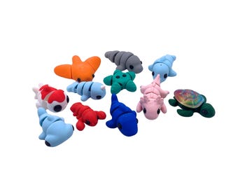 Juguetes flexibles antiestrés Sea Creatures: paquete de animales articulados