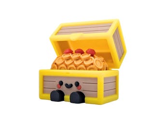 Treasure Chest Clicker with Articulated Legs and Gold Coins