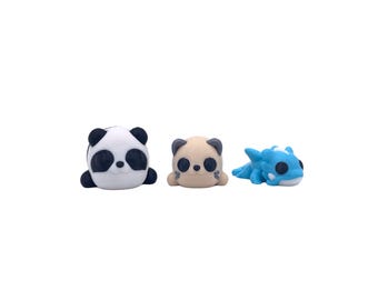Mini Animal Figurine Flexi Key Charms Panda Cat Dragon