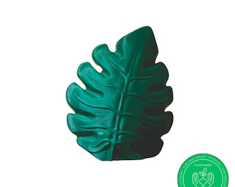 Jarrón de hojas de monstera verde, decoración artística para el hogar con flores secas