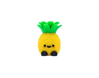 Pineapple Clicker Sensory Fidget Toy with Keychain Hoop – Textured Body, Green Leaves