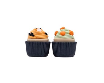 Halloween Cupcake Clicker Peach and Mint with Glitter Black Cases