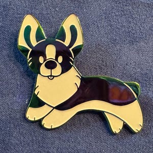Rainbow French bulldog collie Enamel pin