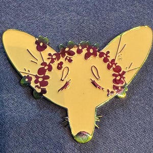 Rainbow flower crown fox Enamel pin