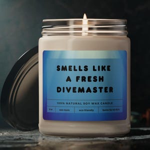 Gift for Divemaster  | Smells Like a Fresh Divemaster | Scuba Diving Certification Gift | Gift for Diver | Divemaster Funny Candle Gift