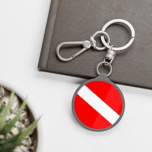 Scuba Diving Keyring Tag | Scuba Diving Keychain | Gift for Scuba Diver | SSI Scuba Diving Charm | Scuba Diving Flag Accessories