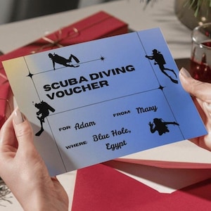 Scuba Diving Voucher Template | Printable PDF Ticket | Gift for Diver | Instant Download | Editable Diving Trip Surprise | Diving Gift Card
