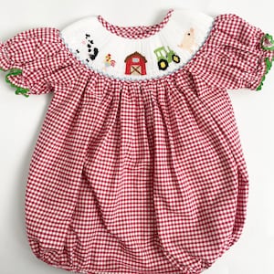 Birthday Farmer Romper Bubble, Smocked Romper, Farm First Birthday, Sweet One Romper, Farmer Theme, Baby Girls Farm Animal, Summer Outfit