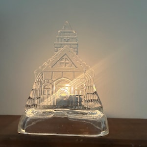 Vintage Glass Church Tealight Candle Holder