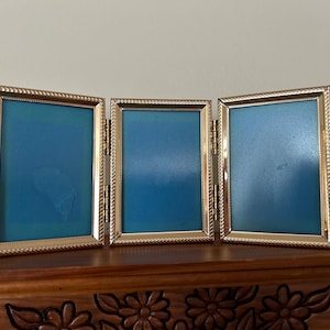 Vintage Gold Metal Tabletop Triple Desk Frame