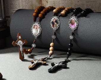 Rosario personalizado con foto, Rosario católico personalizado, Rosario religioso conmemorativo, Regalo de Primera Comunión, Regalo del Día de la Madre, Regalo para la abuela