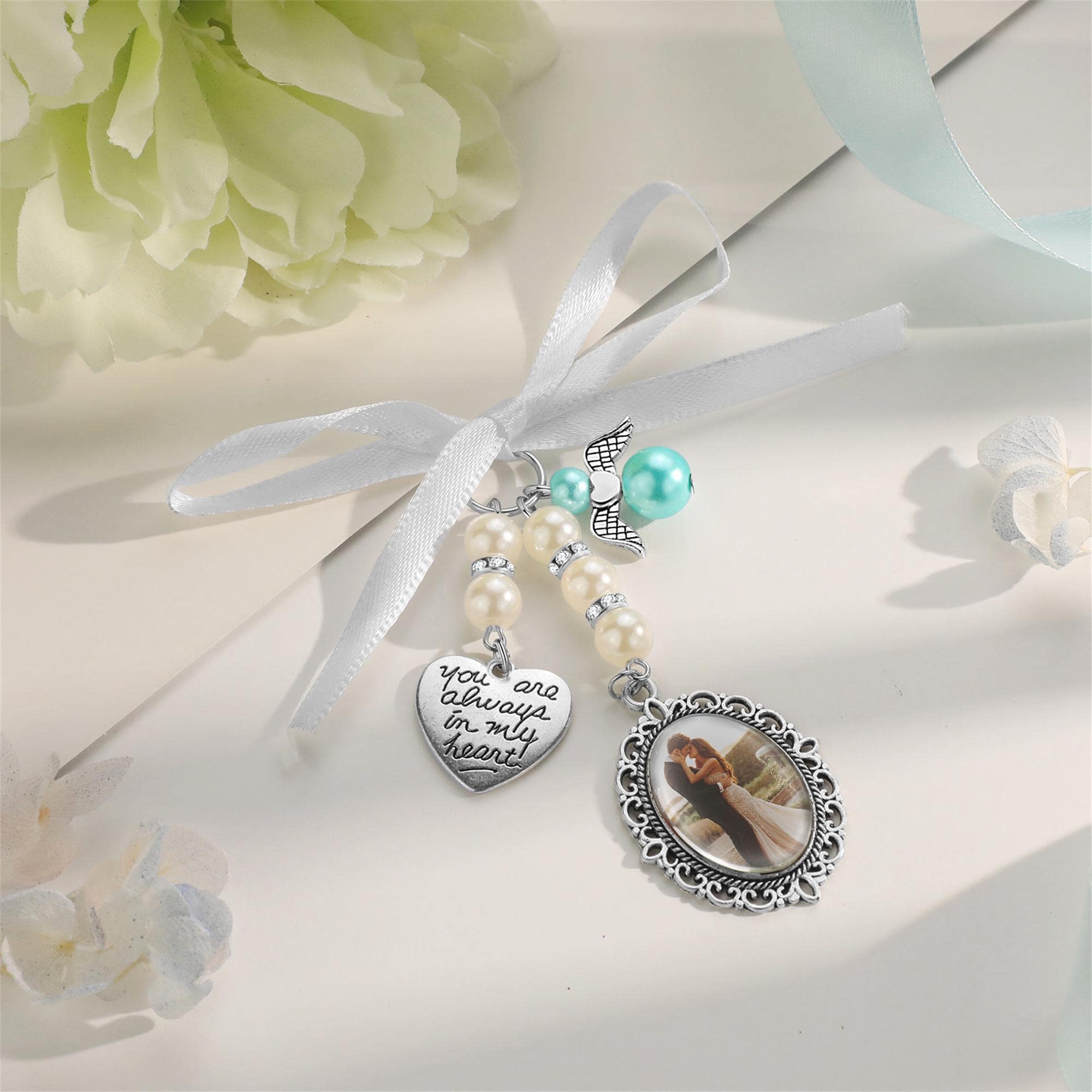 Custom Wedding Charms for Bouquets, Photo Pendant, Bouquet Charm Pins ...