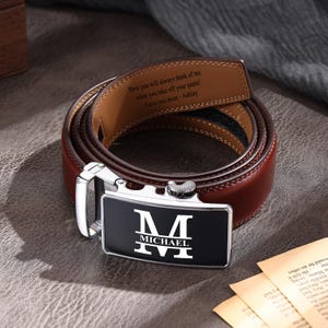 Personalized Monogrammed Belt Men, Custom Mens Belt Leather, Engraved Genuine Belt for Him, Gift for Husband Dad Boyfriend, Christmas Gift