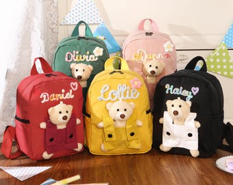 Benutzerdefinierter Kinderrucksack, personalisierte Kleinkindschultasche mit Namen, handgestickter Kinderrucksack, personalisiertes Geschenk, Schulanfang