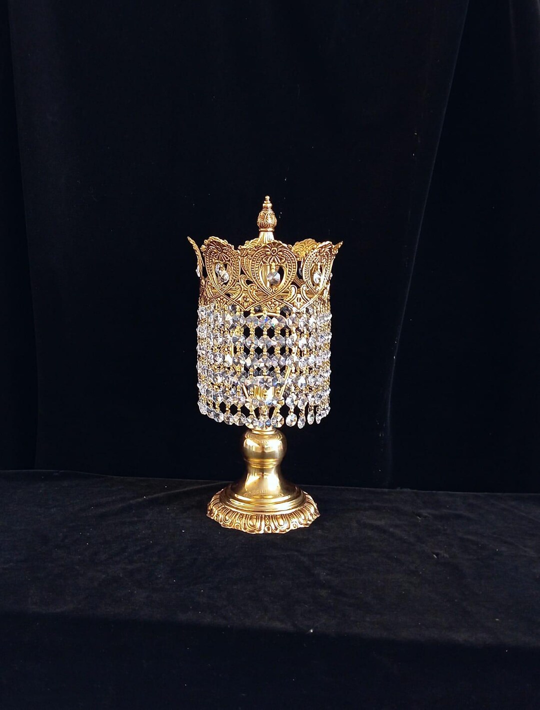 ヴィンテージ フレンチブラス＆クリスタル テーブルランプ – 1960年代