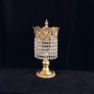 Vintage French Brass & Crystal Table Lamp – 1960s Candelabra Style