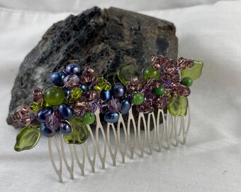 Vintage Sapphire Bridal Hair Comb 1920s, Art Deco Navy Blue  display picture 1