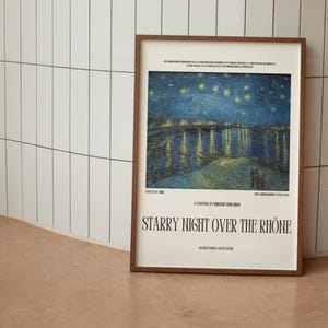 Starry Night Over the Rhône Vincent Van Gogh DIGITAL Download Printable Wall Art Print, Vintage Van Gogh Exhibition Poster Movie Style