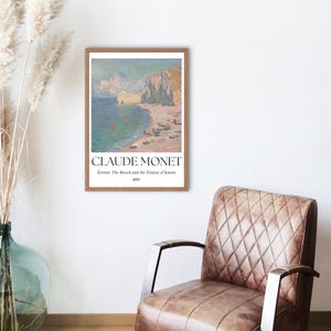 Claude Monet Étretat: The Beach and the Falaise d’Amont DIGITAL Download Printable Wall Art Print, Impressionist Exhibition Style Art Poster